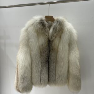 Winter Long Sleeved Genuine Fur Jacket Pure Natural fox Fur Coat Kimdo fox Fur White Women's Coat