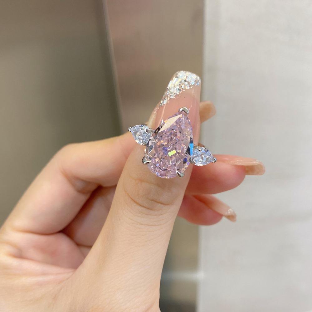 Customize Fine Jewelry 18k Gold 0.55ct-1ct Pear Cut VS Fancy Pink Diamond Ring Natural Jewelry Ring with NGTC Certificate - Image 2