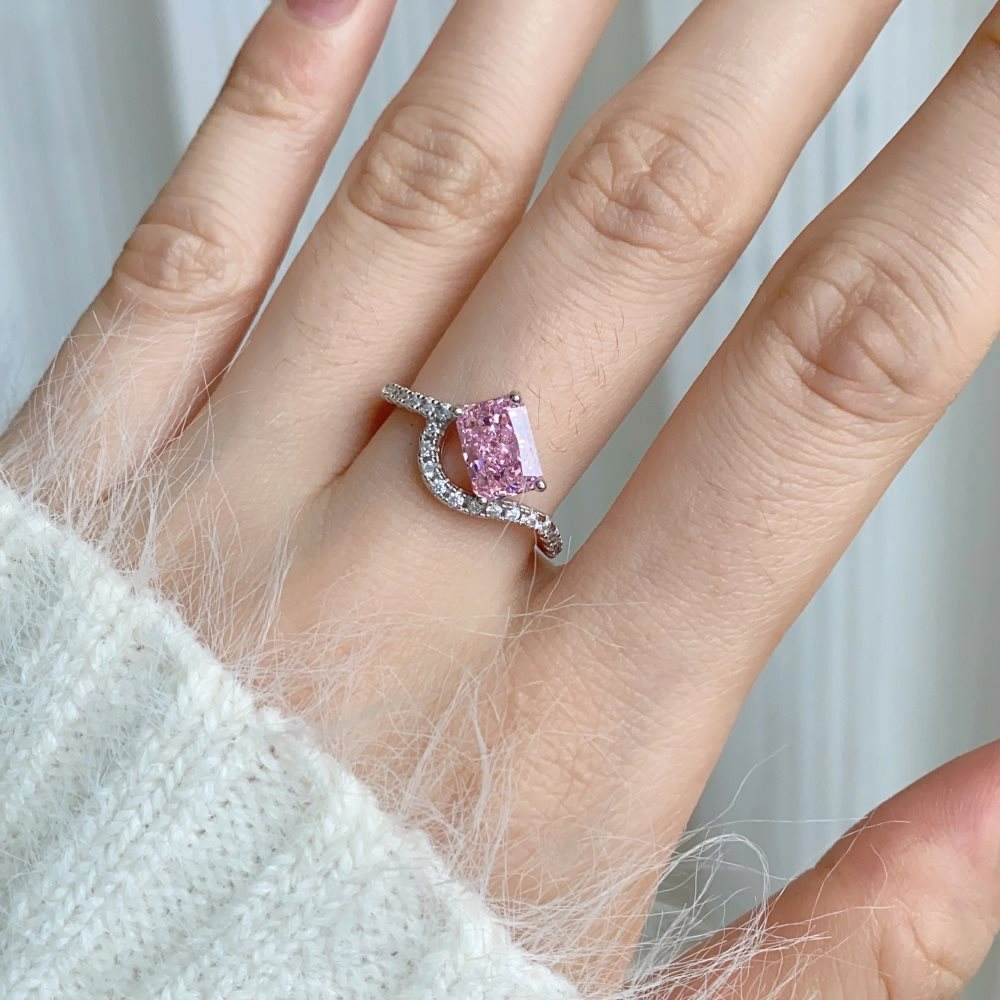 Customize Fine Jewelry 18k Gold 0.55ct-1ct Pear Cut VS Fancy Pink Diamond Ring Natural Jewelry Ring with NGTC Certificate - Image 6