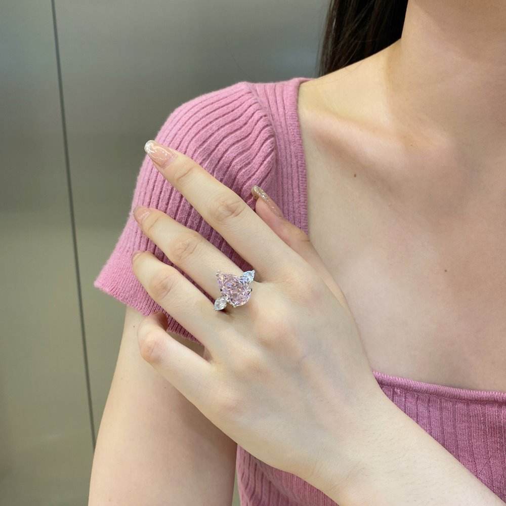 Customize Fine Jewelry 18k Gold 0.55ct-1ct Pear Cut VS Fancy Pink Diamond Ring Natural Jewelry Ring with NGTC Certificate - Image 3