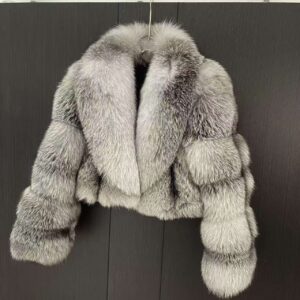 China Design Natural Fox Fur Coat Jacket Custom Size Real Silver Fox Fur Coat with Large Collar
