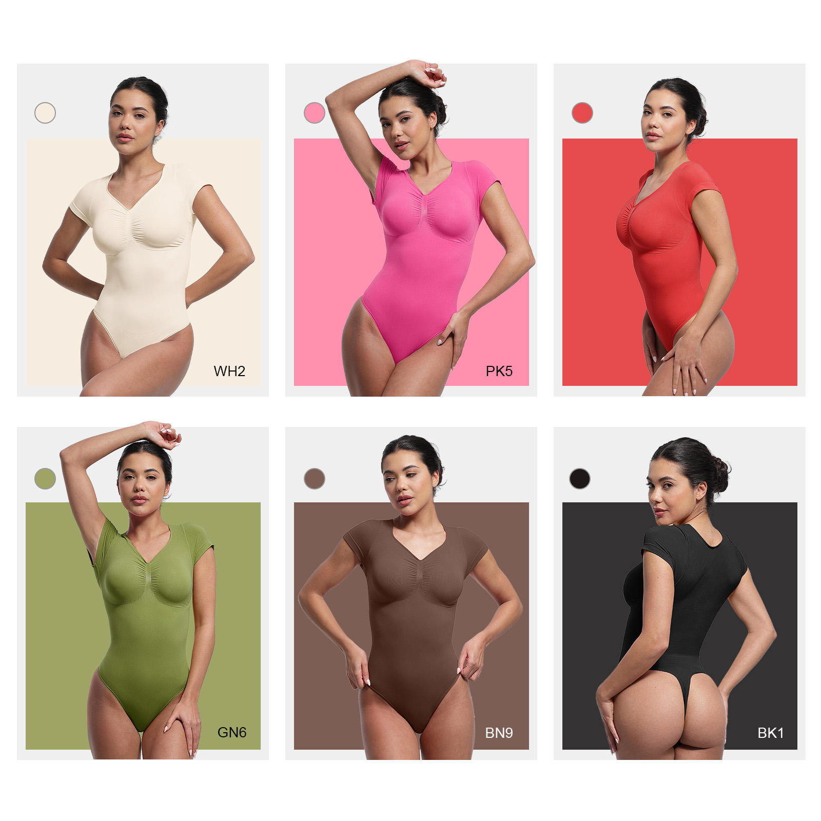 Hexin Wholesale Women's Outdoor Custom Seamless Shorts Sleeves Tummy Trimmer Control Comfortable Slimming Shapewear Bodysuit - Image 4