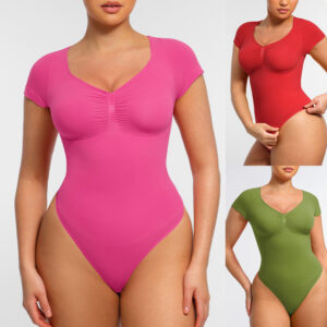 Hexin Wholesale Women's Outdoor Custom Seamless Shorts Sleeves Tummy Trimmer Control Comfortable Slimming Shapewear Bodysuit