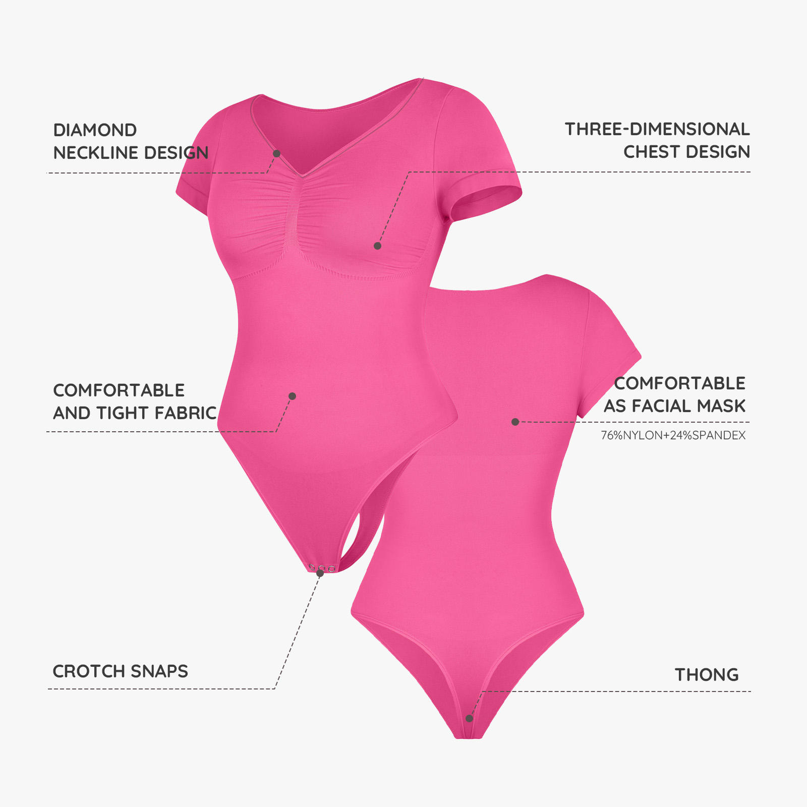 Hexin Wholesale Women's Outdoor Custom Seamless Shorts Sleeves Tummy Trimmer Control Comfortable Slimming Shapewear Bodysuit - Image 2